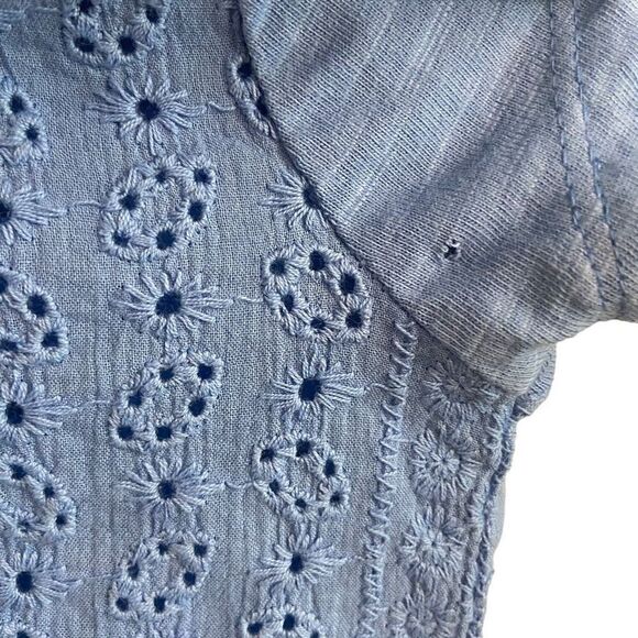 Sundance Nero Eyelet Tee Shirt Sky Blue Top Small - Picture 6 of 7